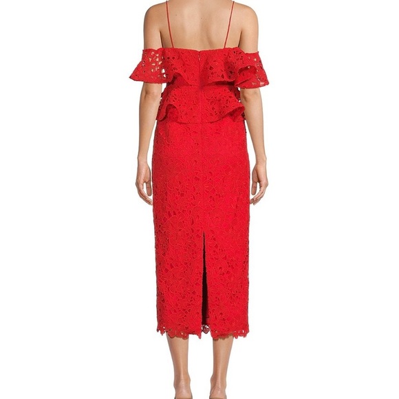 Muse by Marchesa Amaryllis Lace Off-The-
Shoulder Midi Red Dress Size 0 - Picture 3 of 9